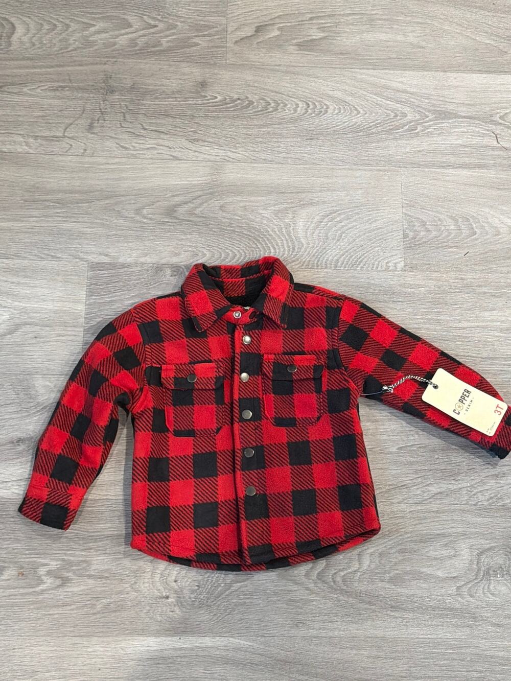 NWT Copper size 3T red & black fleece jacket